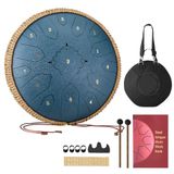 VEVOR Stalen tongtrommel, 330 mm regentrommel en 15 noten voor tuin buiten, muziektrommels in C-majeur met muziekboek en drumsticks, slaginstrument, marineblauw