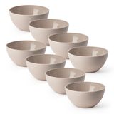Plasticforte Schaaltjes - 8x - kunststof - kommetjes - dessert/ontbijt - D14 x H6 cm - taupe