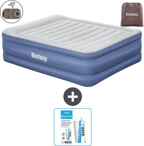 Bestway Luchtbed - 2-Persoons - 152 x 203 x 61 cm - Grijs/Blauw - Inclusief pomp - 67690