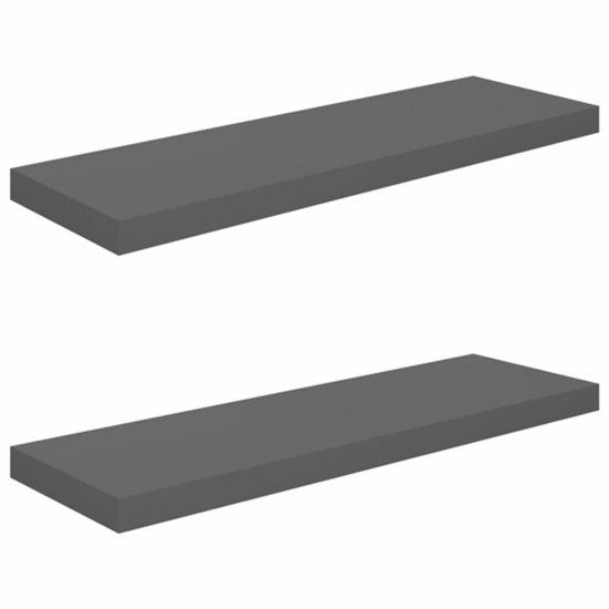 vidaXL Zwevende Wandschappen - Set van 2 - Hoogglans Grijs - 80x23,5x3,8 cm - MDF