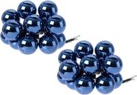 Decoris Kaemingk B.V. 2.50x Mini glazen kerstballen kerststekers/instekertjes donkerblauw 2.5 cm