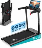 TibaGoods Elektrische Loopband - 1 t/m 12 km/u - Inklapbaar - 9% Hellingsfunctie - Zwart