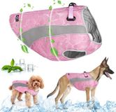 Famanu – Koelvest voor honden, zomer koeljack met zonbescherming, verdampingskoeling, ademend mesh, verstelbare rits, roze, maat XL