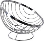 Secret de Gourmet Fruitschaal / fruitmand - op voet - metaal - 24 x 21 cm - zilver - Draadmand