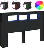 vidaXL Hoofdeinde met LED 160x18,5x103,5 cm bewerkt hout zwart