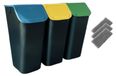 Set de 3 poubelles de 35 litres, adapté au tri des déchets, empilable, avec couvercle