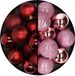 Billiet - Vanlaere 24x stuks boules de Noël en plastique mélange de bordeaux et rose 6 cm