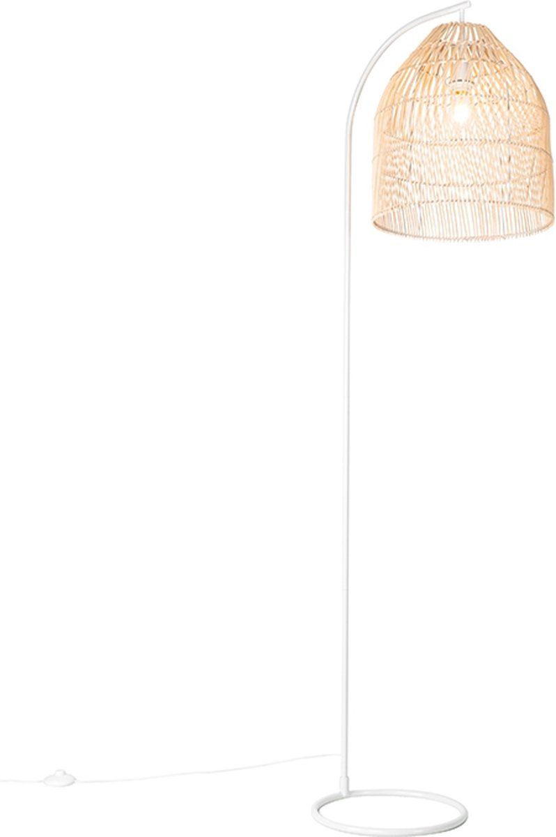 QAZQA Sam - Landelijke Vloerlamp - Wit - H 178 cm