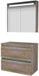 Basic Line Basic-Line Premium 46 Badkamermeubelset - 80 x 46 cm - Greeploos - 2 Lades - Wastafelblad - Spiegelkast met LED Verlichting - Scotch Oak