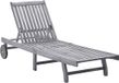 vidaXL Lit de jardin acacia massif marron avec coussin