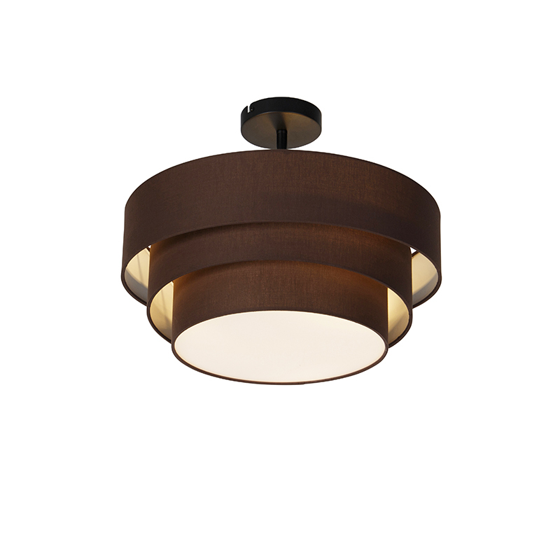 QAZQA Moderne plafondlamp bruin 45 cm 3-lichts - Drum Trio