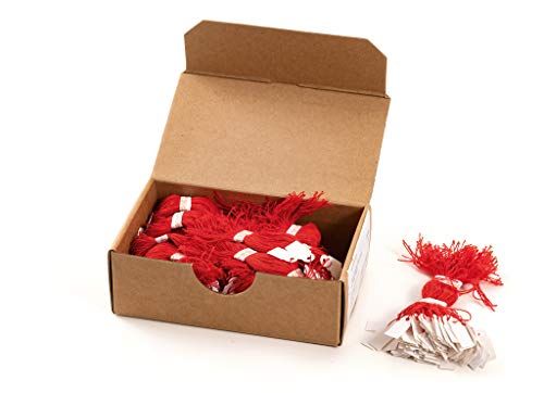 HERMA 6919 hanglabels met rode draad (10 x 22 mm, mini, draadlengte ca. 8 cm) dozen hangen etiketten om te schrijven, 1,000 prijskaartjes, wit
