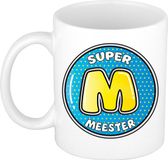 Bellatio Decorations Cadeau mok/beker - Super meester - wit - 300 ml