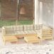 Maison Exclusive - Ensemble de jardin, 7 pièces, avec coussins de couleur crème, en pin massif