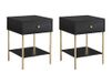 Vente-unique Pascal Morabito Lot de 2 tables de chevet MILAVIA - MDF et métal - Noir et doré