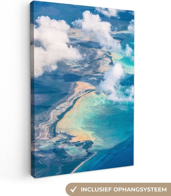 OneMillionCanvasses Canvas schilderij - Water - Strand - Wolken - Blauw - 80x120 cm