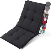 Beautissu Sun-NL Set de 2 Coussin de dossier bas premium 100x50 cm - Résistant aux UV & Coussin de 8 cm d'épaisseur Coussin de chaise de jardin Bandes de fixation antidérapantes Tissu résistant Anthracite rayé