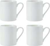Mikasa Egret Mokenset van fijn porselein, 4 x klassieke witte kopjes voor thee en koffie, 380 ml, geschenkverpakking en vaatwasmachinebestendig