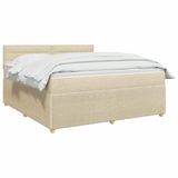 vidaXL Boxspringbed met matras, Crèmekleurig, 140 x 190 cm, Stof
