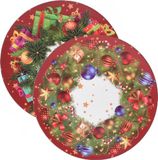 Excellent Houseware Kaarsenbord kerst thema - rood - D33 cm - kunststof - onderbord