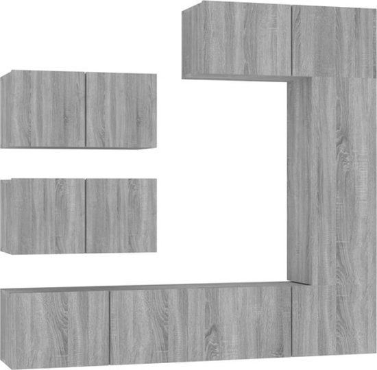vidaXL 6-delige Tv-meubelset bewerkt hout grijs sonoma eikenkleurig