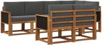 vidaXL Hoek loungeset 7-delig Polyester Natuurlijk en Antraciet
