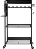 Merkloos / Sans marque Gereedschapswagen met 4 niveaus, draagvermogen 68 kg, verrijdbare boorhouder & stabiel opslagrek, montagewagen voor werkplaats en garage, zwart, 560x350x970 mm