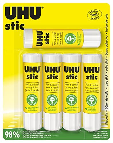 UHU Stic, de bewezen lijmstift - plakt sterk, snel en duurzaam, 5 x 21 g