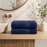 The Linen Room Saunahanddoek – 100 x 150 cm – Set van 2 – 100% Katoen – 650 GSM – Donkerblauw