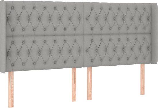 vidaXL Hoofdbord met randen 203x16x118/128 cm stof lichtgrijs