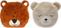 Atmosphera Dieren sierkussens - set 2x - kinderkamer - panter/beer - 30 cm - polyester