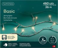 Lumineo Basic rice lights 480led 36m warm white transparant snoer