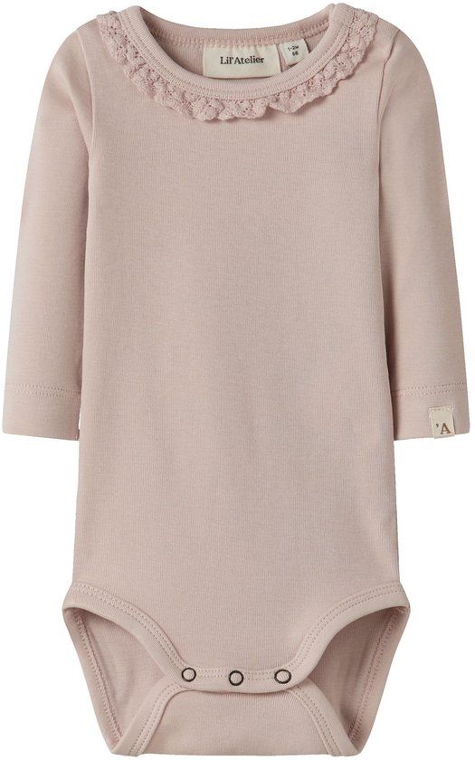 LIL' ATELIER BABY romper lichtroze Meisjes Stretchkatoen Ronde hals Effen - maat 68