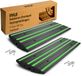 Pyle Rubberen Drempeloprit 4 ft – Set van 2 Zware Antislip Autoplaat voor Oprit, Garage & Stoep – Waterdicht met Groene Reflecterende Strepen – Inclusief Schroeven – 48x16x2,6 inch