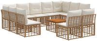 vidaXL - Hoek loungeset - 11 zitplekken - Polyester - Natuurlijk en crème wit