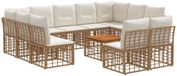 vidaXL - Hoek loungeset - 11 zitplekken - Polyester - Natuurlijk en crème wit