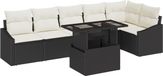 vidaXL Tuinset met 7 zitplaatsen, zwart en crème, van polyrotan