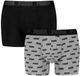PUMA Hommes 2P Boxers Everyday Logo Print Noir & Gris