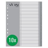 VON Leitz, 12770085, tabbladen voor mappen, A4-formaat, extra breed, 11-gaats universele tabbladen voor snelhechters en ringmappen, grijs