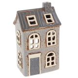 Shudehill Giftware Village Pottery Keramische theelichthouder Bakstenen huizen Neutraal Grijs Collectie Tegelkasteel, Lila of Dormer House (Lila baksteen)