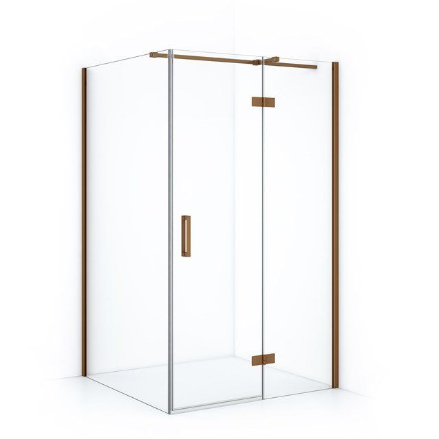 Maxaro Douchecabine Diamond 110x90cm 8mm Helder Veiligheidsglas Koper met Draaideur
