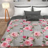 PETTI Artigiani Italiani Winterdekbed, winterdeken, dekbed voor Frans bed, eenkleurig, digitale print, grijs, 100% anti-allergische microvezel, gemaakt in Italië