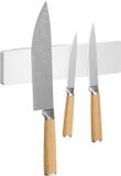tesa Keukenaccessoire Magnetisch Messenrek - Zelfklevende Magnetische Messenhouder voor het Ruimtebesparend Opbergen van Messen in de Keuken - Met Adapter, Wandmontage zonder Boren - Wit