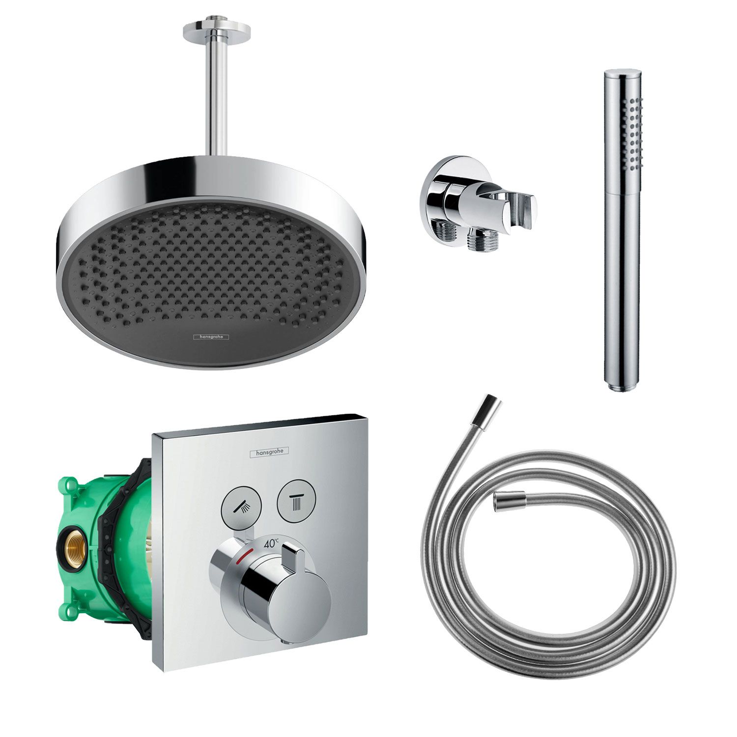 Hansgrohe Rainfinity Regendoucheset Met Plafondarm Powderrain 250 Chroom - 8719304282396