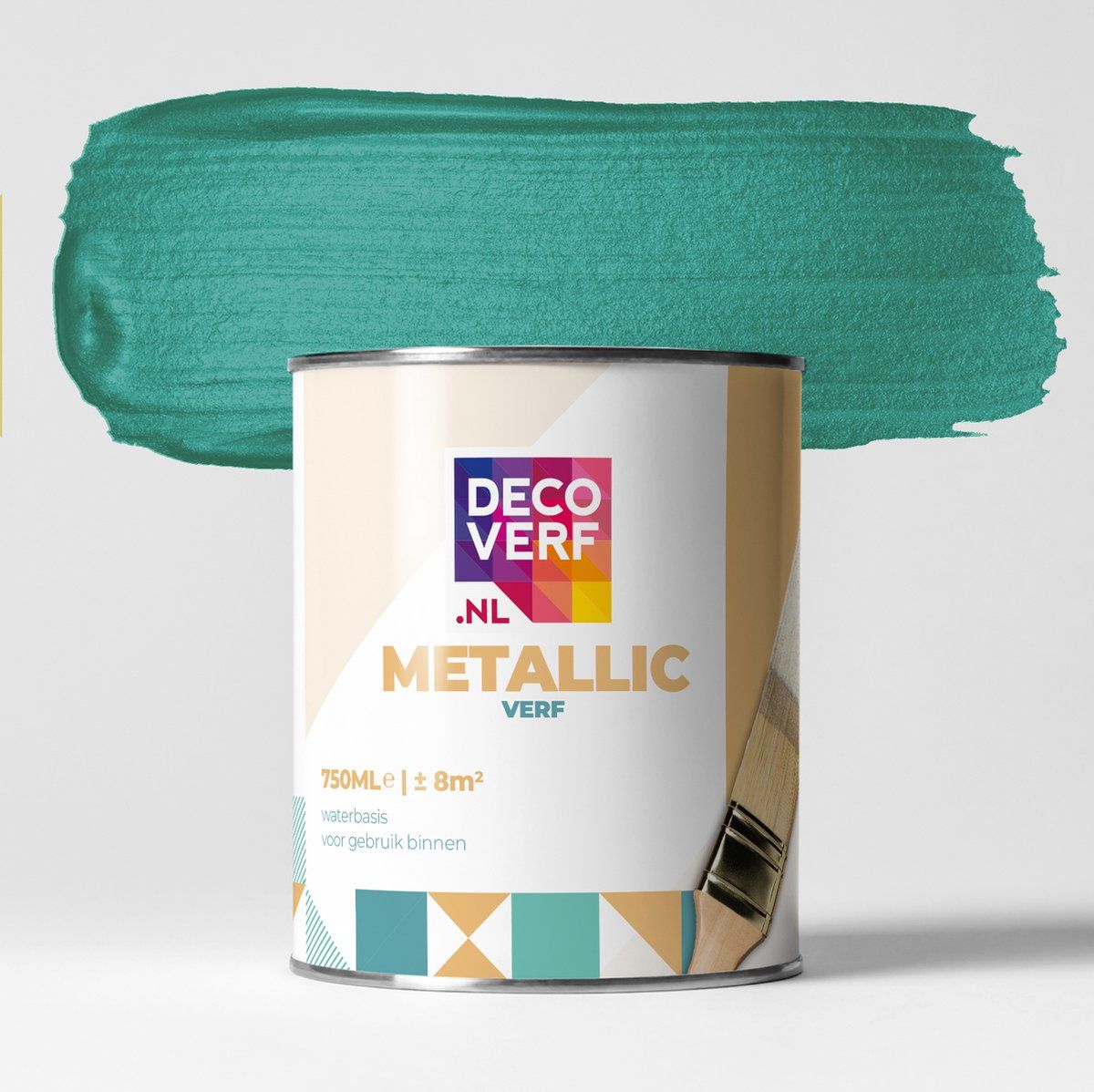 Decoverf.nl Decoverf metallic verf azuurgroen, 750ml