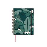 UO Kalender 2021 2022 weekoverzicht, tropisch, papier 100 g, 126 stickers, elastiek, registratieband, maandelijkse scheidingswanden en tas, 16,8 x 22 cm, groen