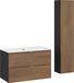 Meuble de salle de bain 80 cm, noir mat, avec placage chêne, y compris lavabo et meuble bas