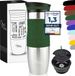 Milu Thermosbeker Koffie To Go - 370 & 450 ml - 100% Lekvrij - Thermobeker, Koffiebeker To Go, Drinkbeker van Roestvrij Staal - Autobeker Dubbelwandige Isolatie - Thermos Beker Auto- Travel mug - Thermo Beker (450 ml Olijfgroen)