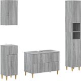 vidaXL - 4-delige - Badkamerkast - Set - ARNHEM - Grijs - Sonoma - Bewerkt - hout