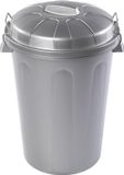 Plasticforte Vuilnisbak/Afvalemmer - Wasmand met deksel - 100 liter - lichtgrijs